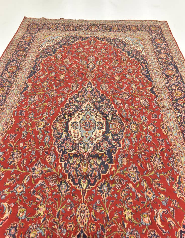 Detail image of 9' 7 x 14' 7 Hand Knotted Kashan Persian Wool Rug