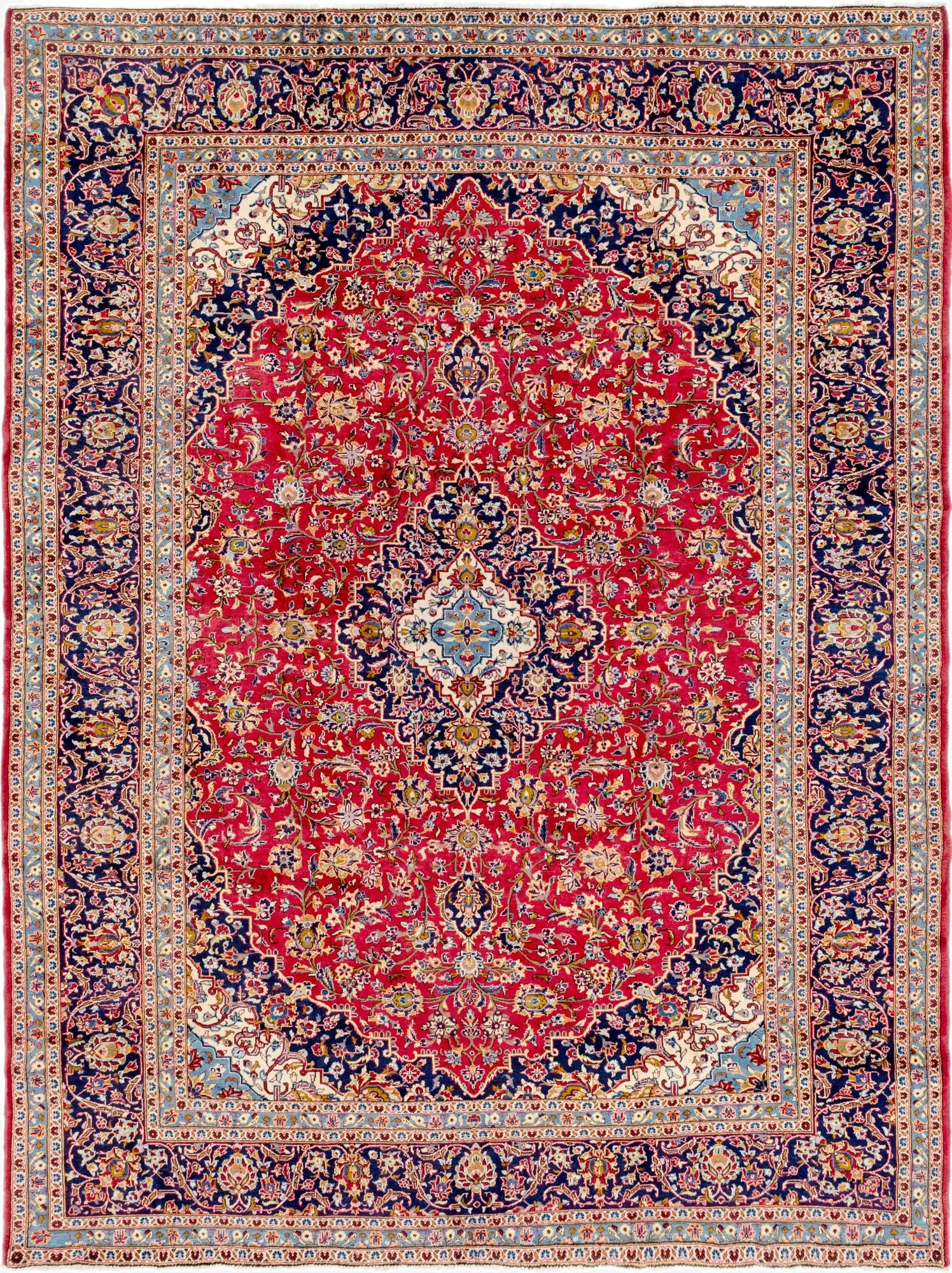 9' 9 x 13'  Hand Knotted Kashan Persian Wool Rug
