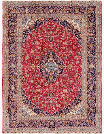 9' 9 x 13' Hand Knotted Kashan Persian Wool Rug