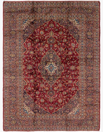 9' 7 x 13' Hand Knotted Kashan Persian Wool Rug