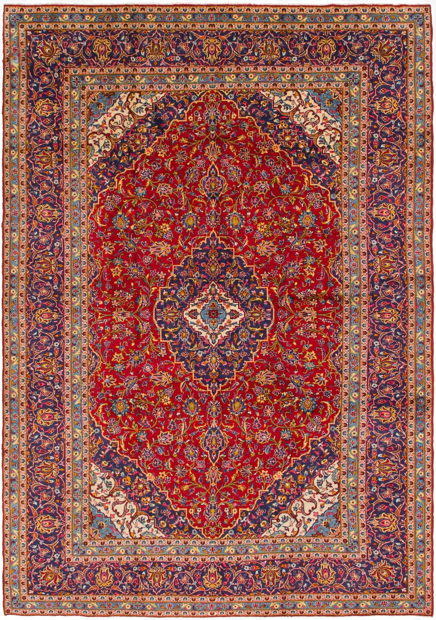 9' 10 x 13' 10  Hand Knotted Kashan Persian Wool Rug