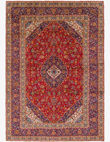 9' 10 x 13' 10 Hand Knotted Kashan Persian Wool Rug