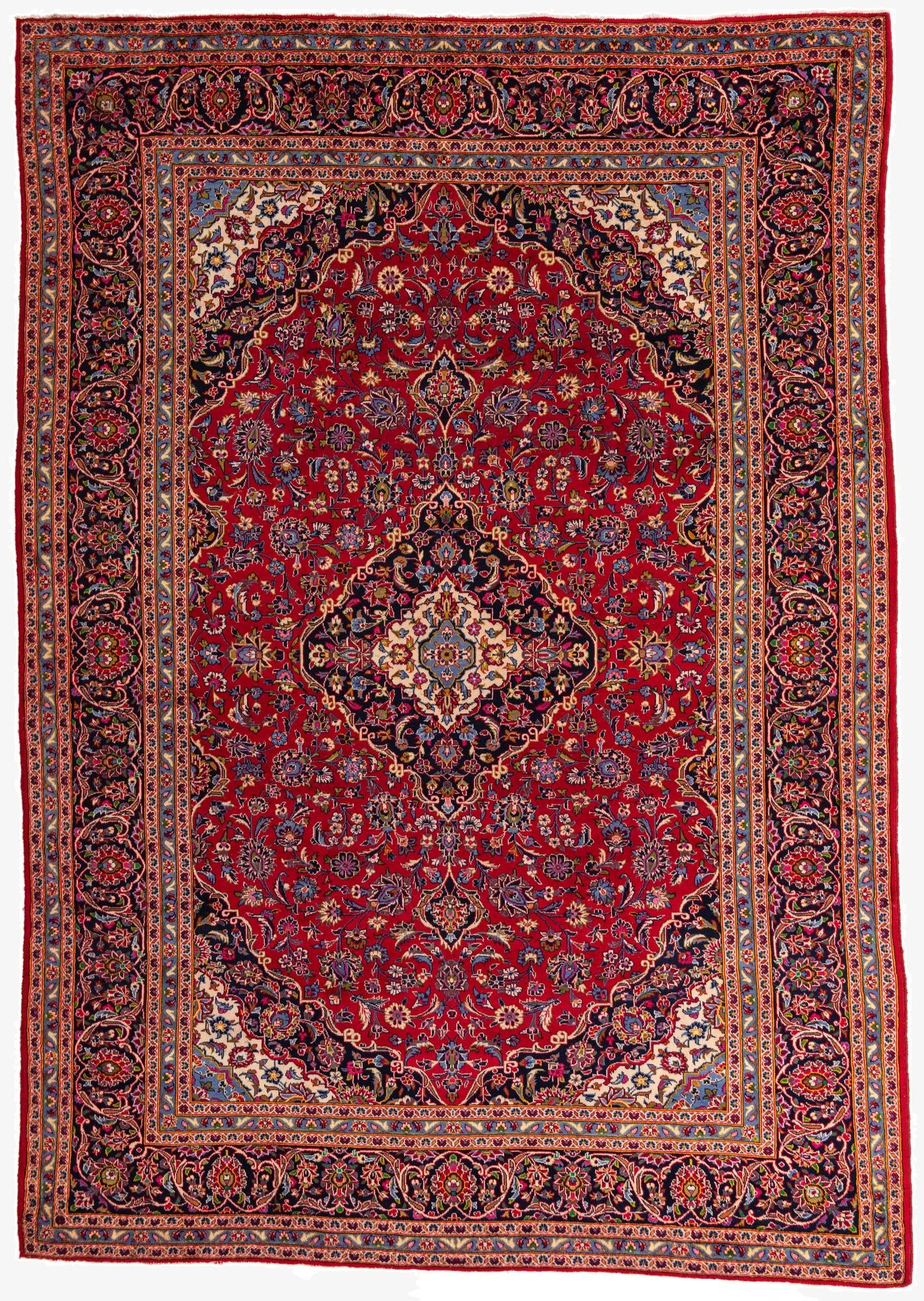 9' 6 x 13' 9  Hand Knotted Kashan Persian Wool Rug