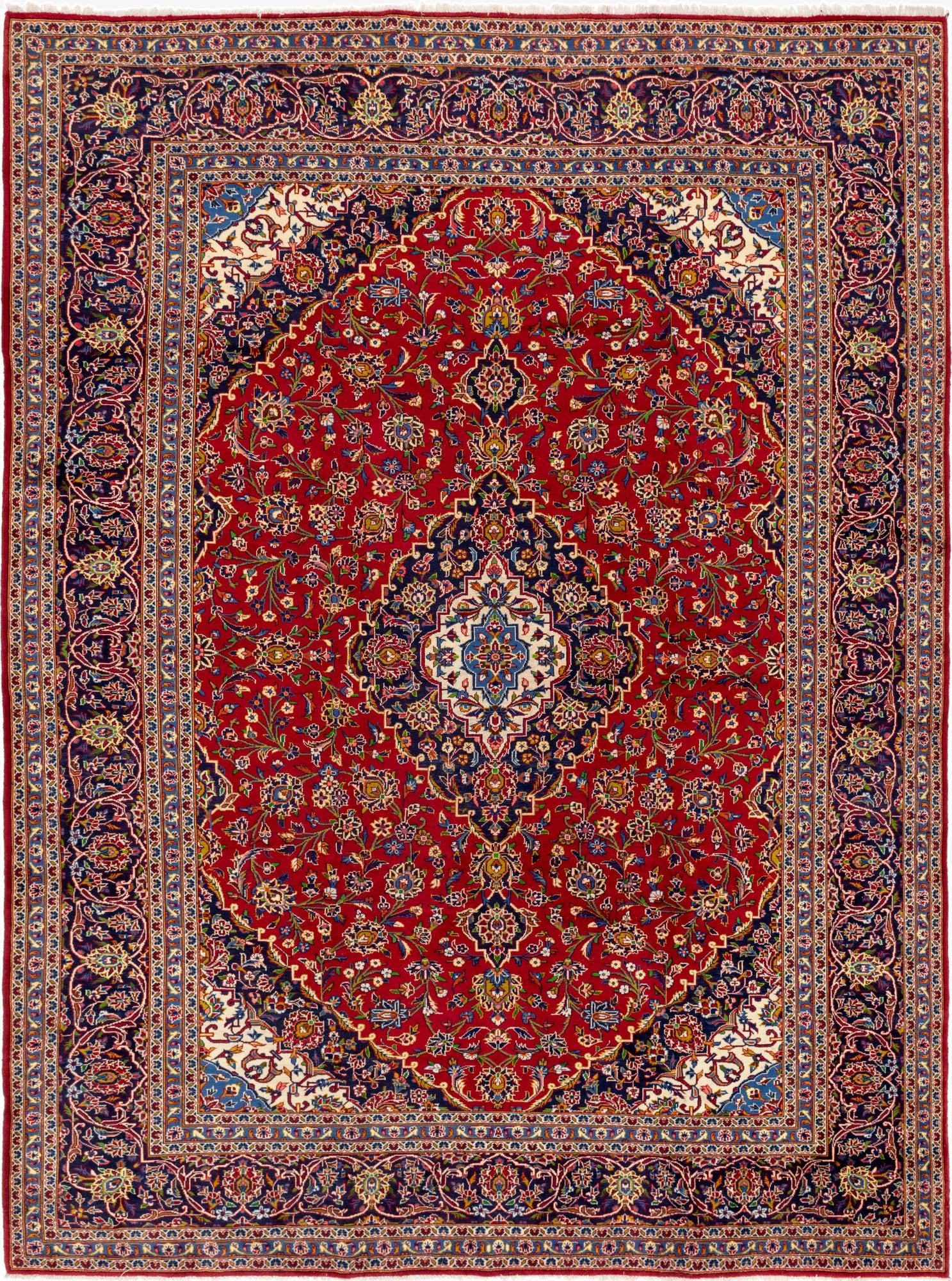 9' 10 x 13' 5  Hand Knotted Kashan Persian Wool Rug