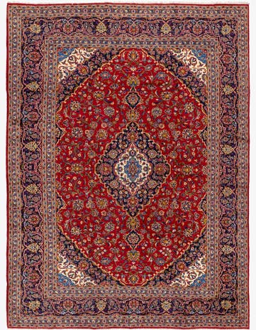 9' 10 x 13' 5 Hand Knotted Kashan Persian Wool Rug