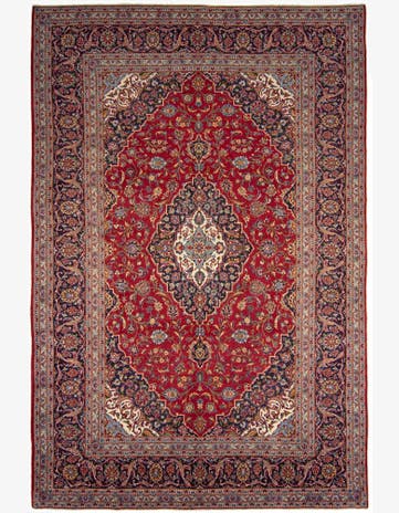 8' x 11' 7 Hand Knotted Kashan Persian Wool Rug