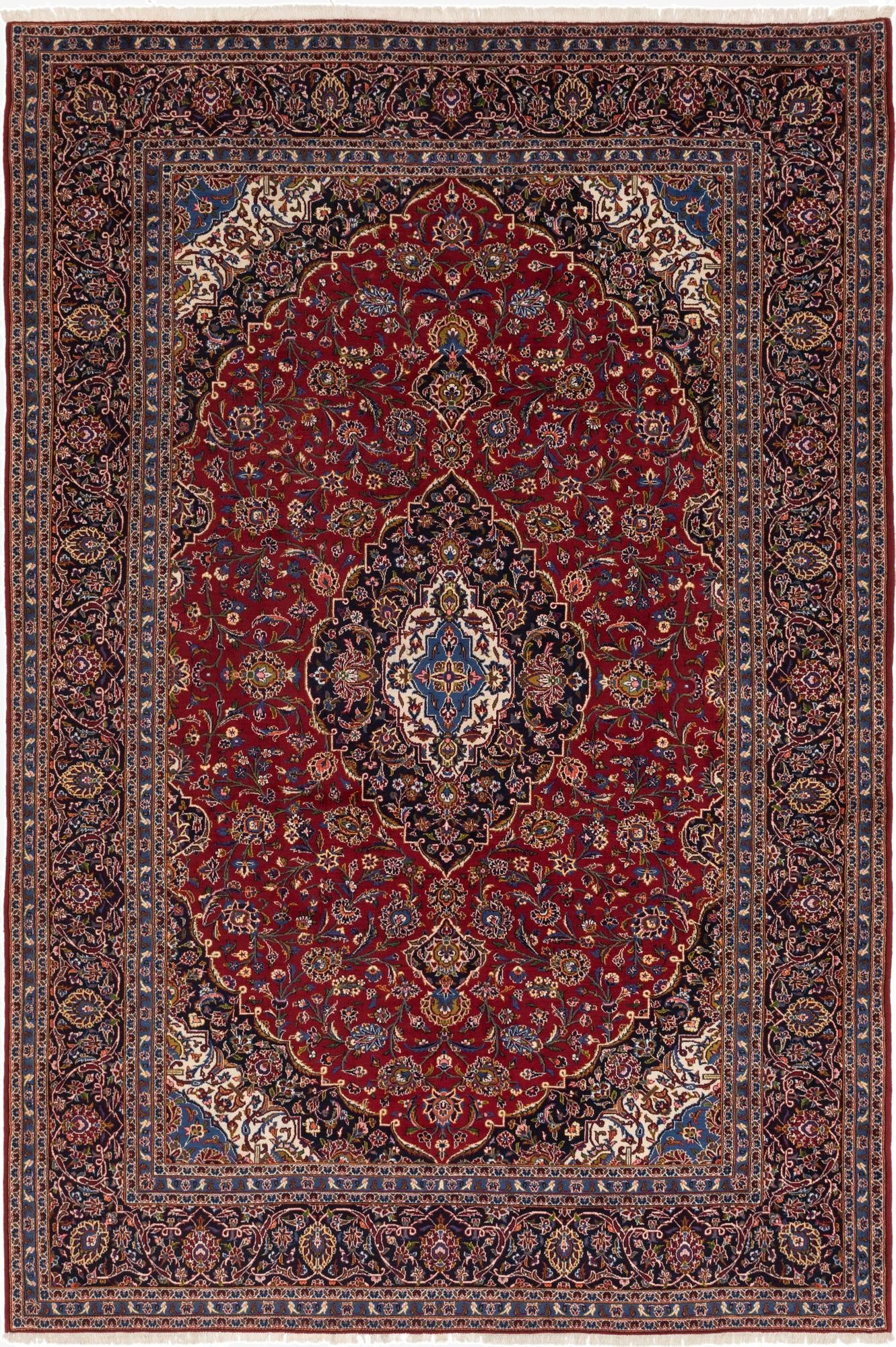 9' 10 x 14' 4  Hand Knotted Kashan Persian Wool Rug