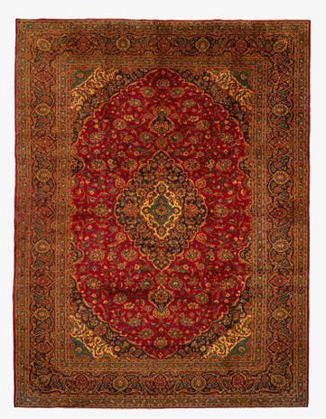 10' x 13' 1 Hand Knotted Kashan Persian Wool Rug