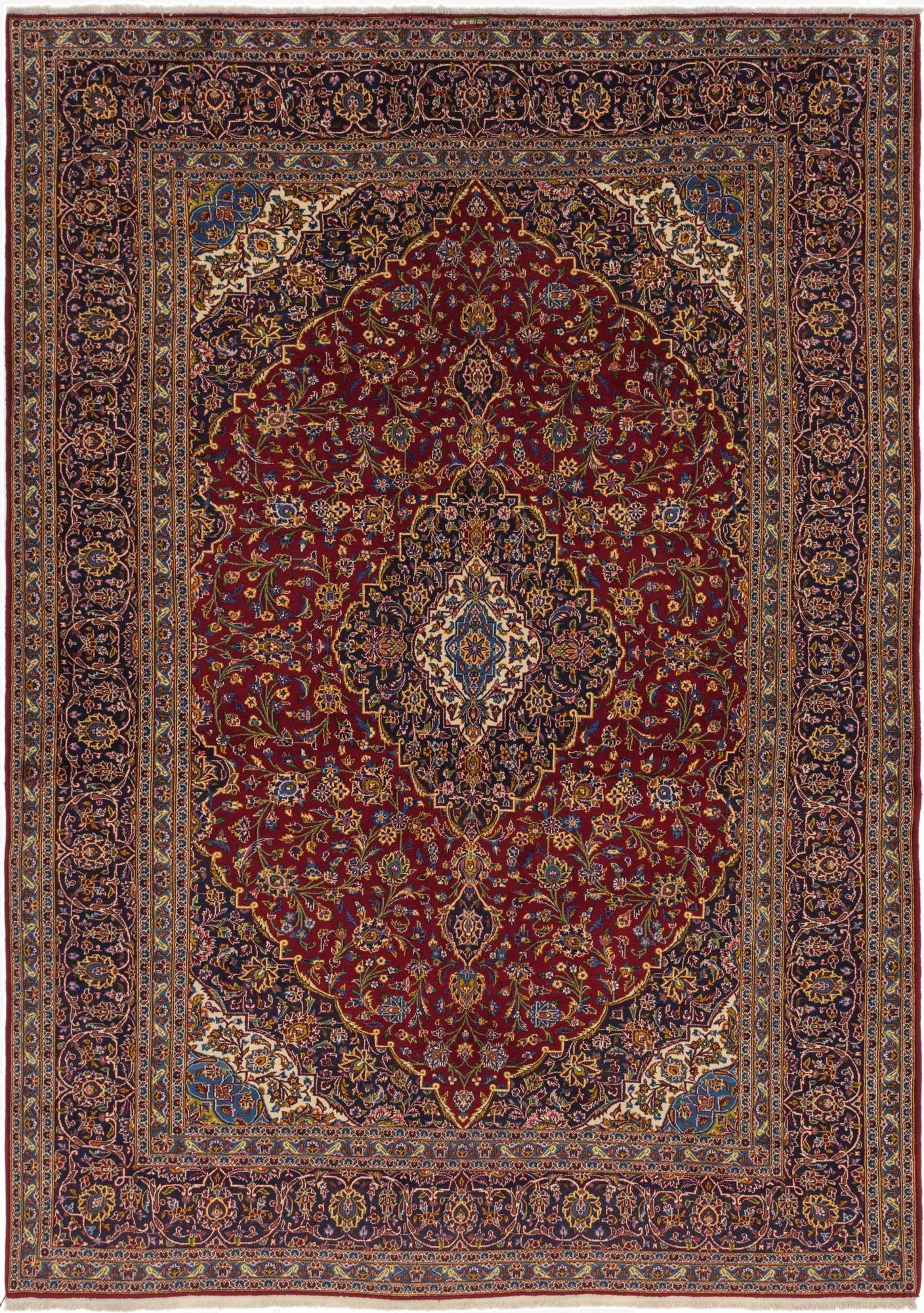 9' 6 x 13' 5  Hand Knotted Kashan Persian Wool Rug
