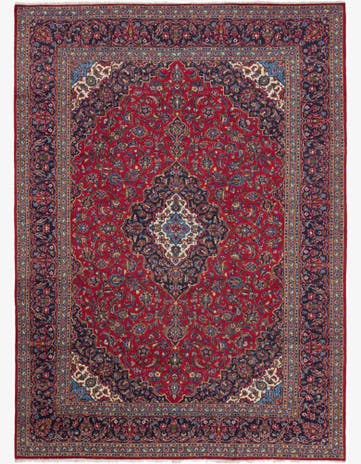 9' 8 x 13' Hand Knotted Kashan Persian Wool Rug