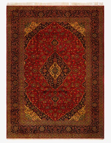 9' 7 x 12' 10 Hand Knotted Kashan Persian Wool Rug