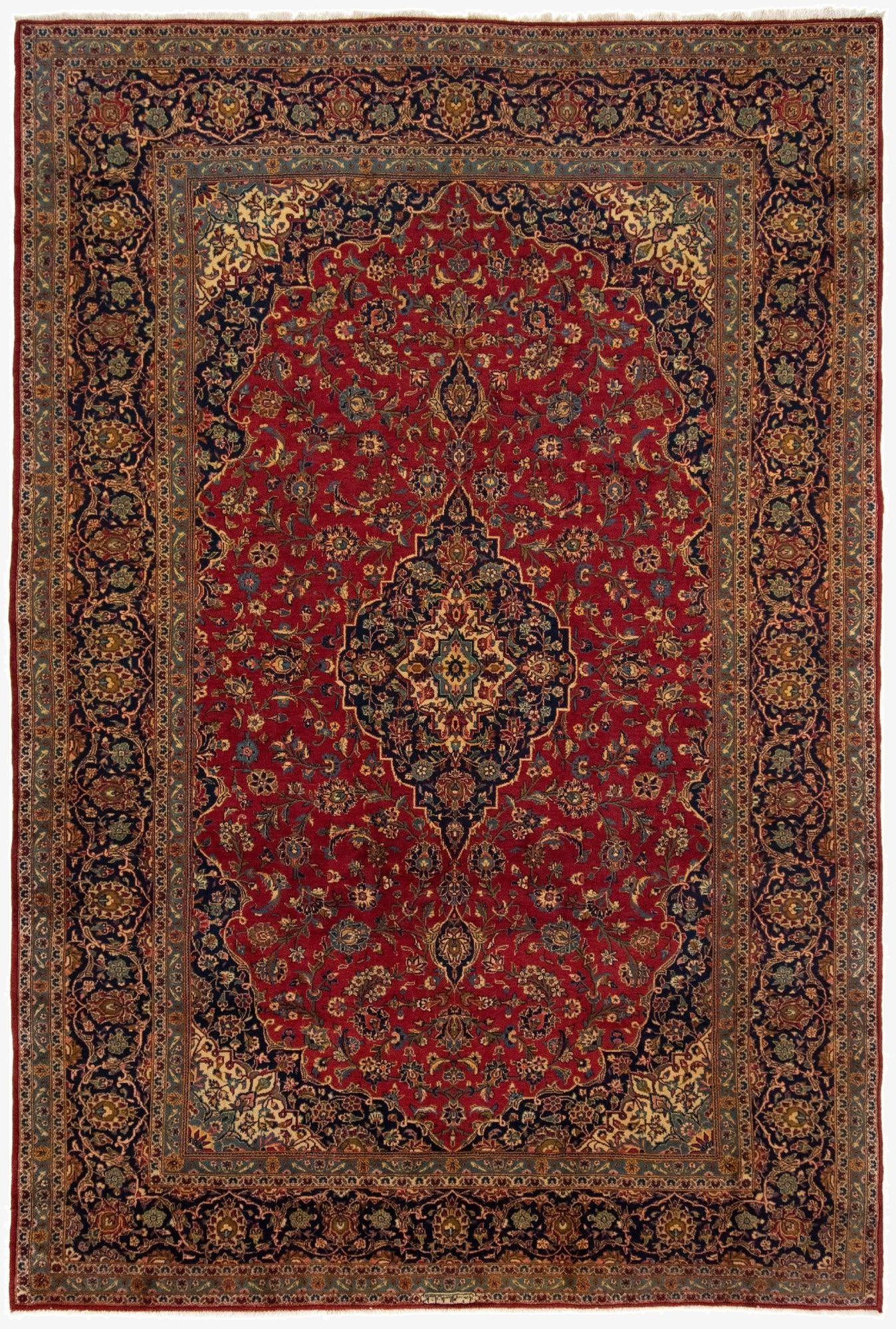 8' 2 x 12' 3  Hand Knotted Kashan Persian Rug