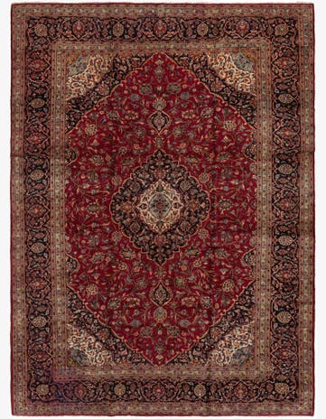 9' 9 x 13' 4 Hand Knotted Kashan Persian Wool Rug