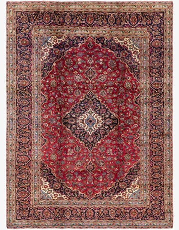 9' 7 x 13' Hand Knotted Kashan Persian Wool Rug