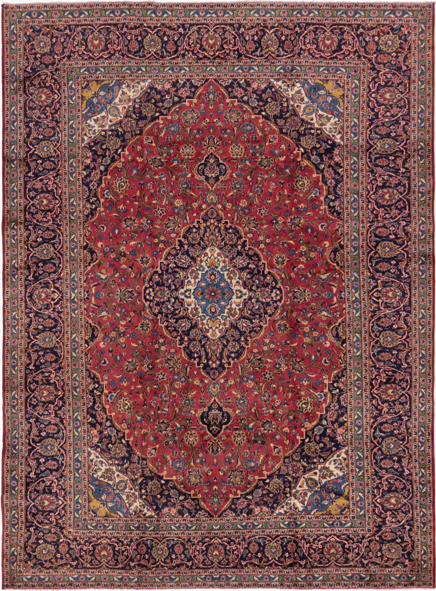 9' 6 x 12' 8  Hand Knotted Kashan Persian Wool Rug