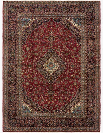 9' 8 x 12' 10 Hand Knotted Kashan Persian Wool Rug