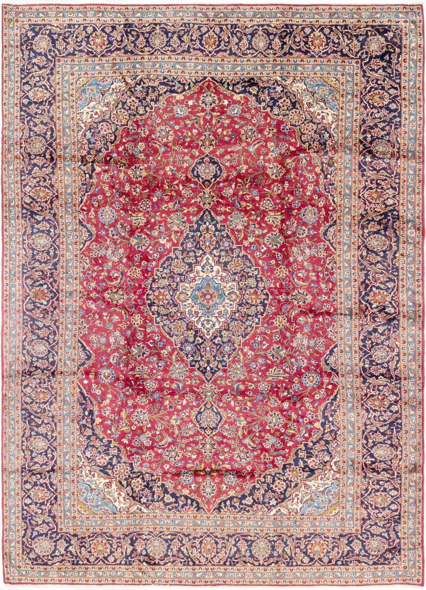 9' 8 x 13' 3  Hand Knotted Kashan Persian Wool Rug