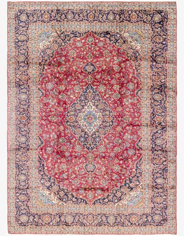 9' 8 x 13' 3 Hand Knotted Kashan Persian Wool Rug