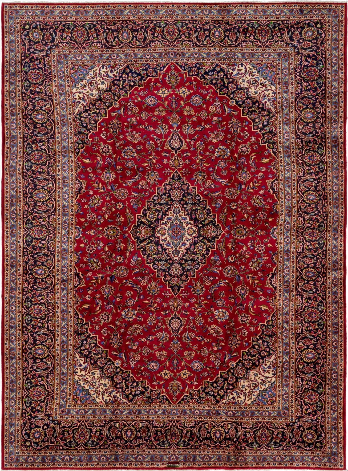 9' 7 x 13' 6  Hand Knotted Kashan Persian Wool Rug