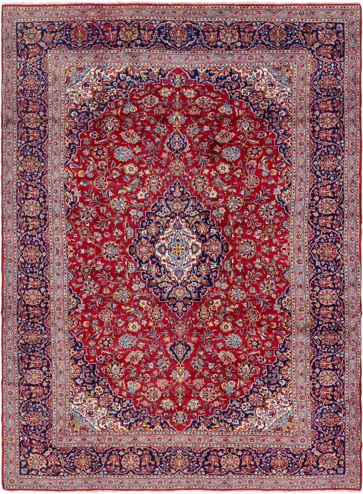 9' 9 x 13' 4  Hand Knotted Kashan Persian Wool Rug
