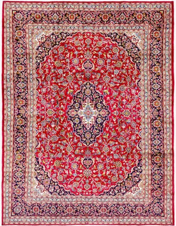 9' 8 x 12' 7 Hand Knotted Kashan Persian Wool Rug