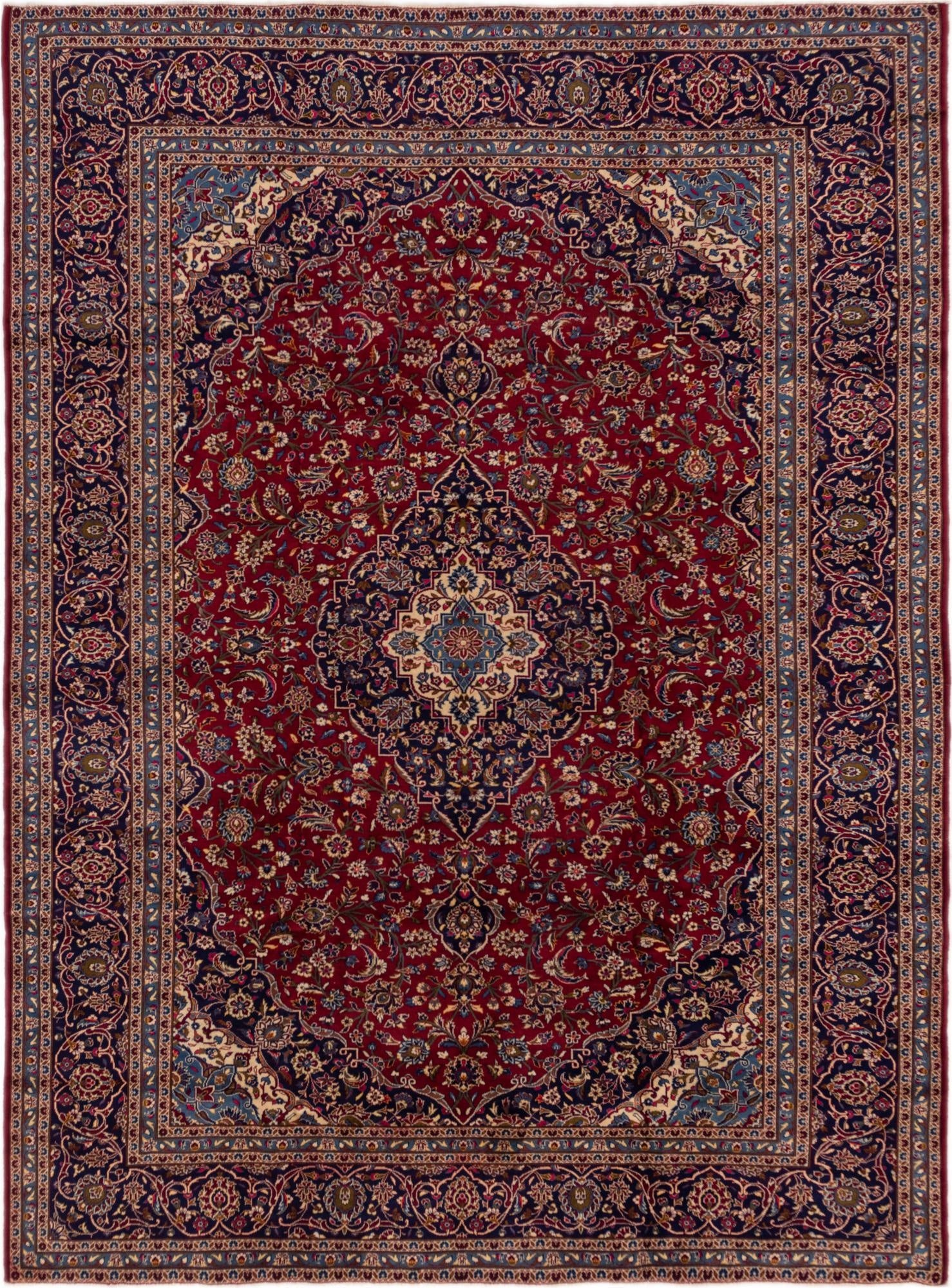 9' 9 x 13'  Hand Knotted Kashan Persian Wool Rug