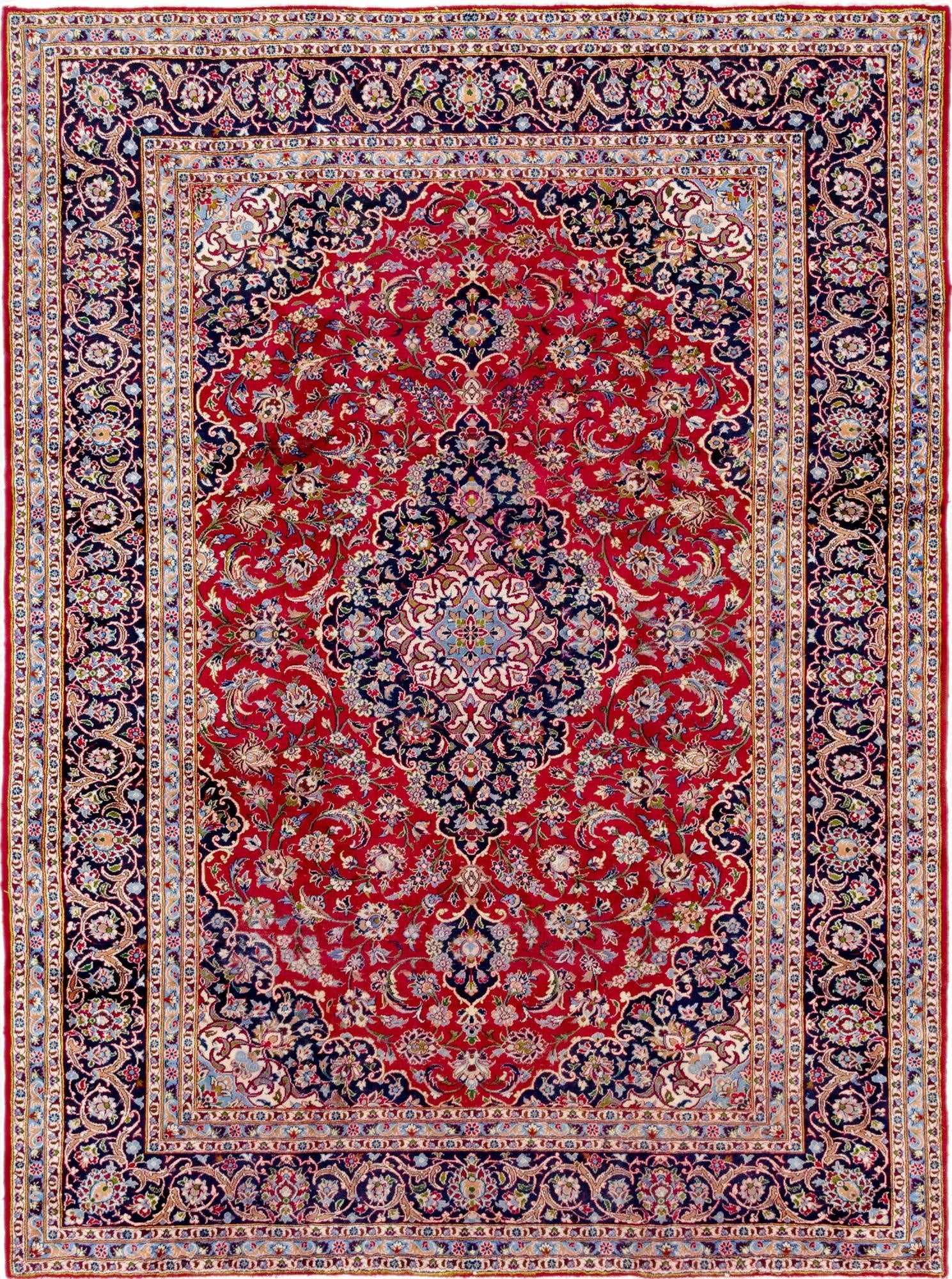 9' 6 x 13'  Hand Knotted Kashan Persian Wool Rug