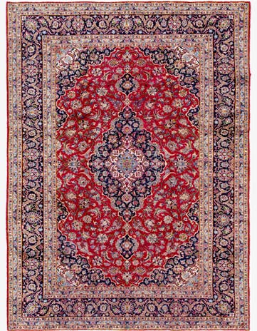9' 6 x 13' Hand Knotted Kashan Persian Wool Rug