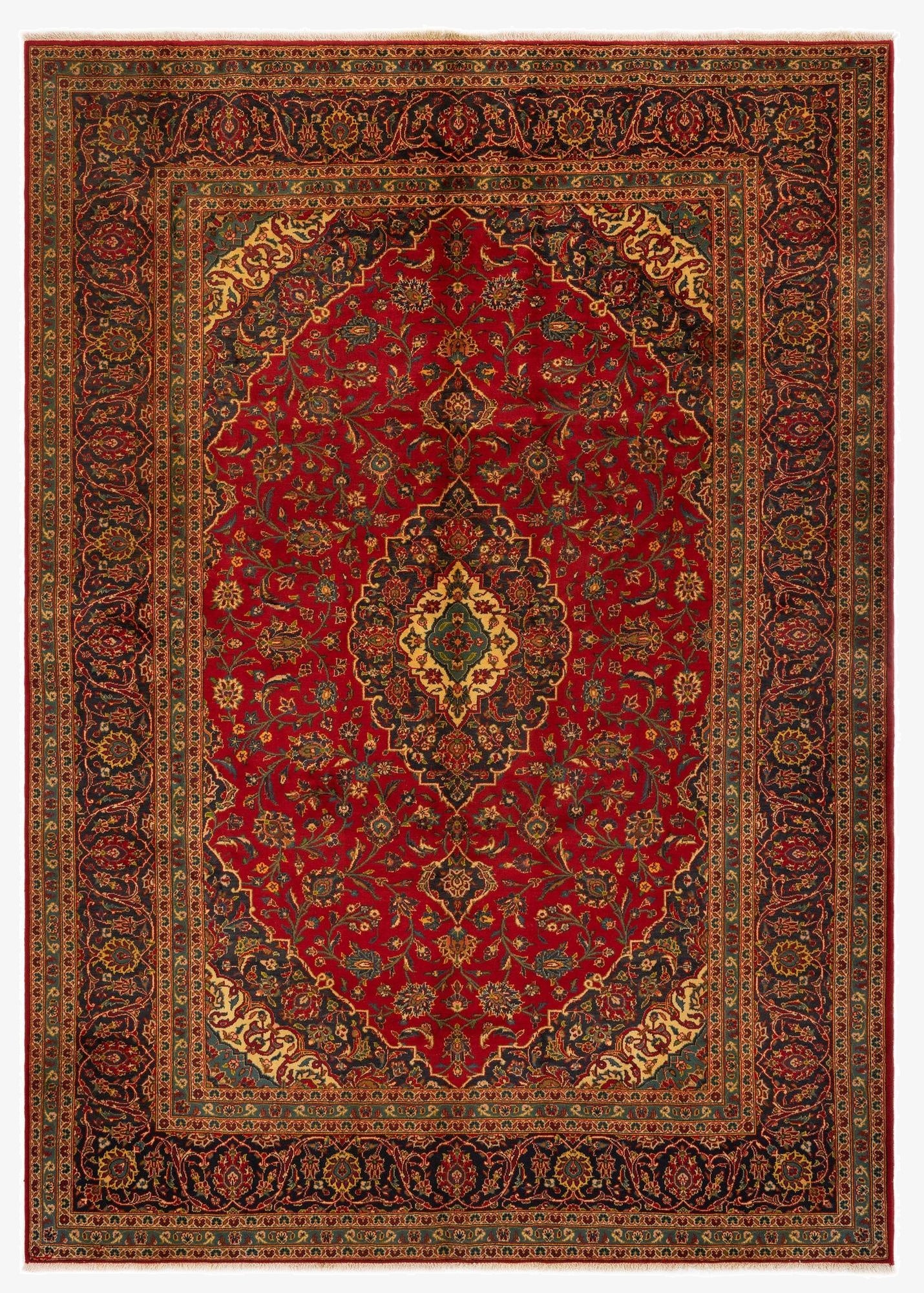 8' 3 x 11' 5  Hand Knotted Kashan Persian Wool Rug