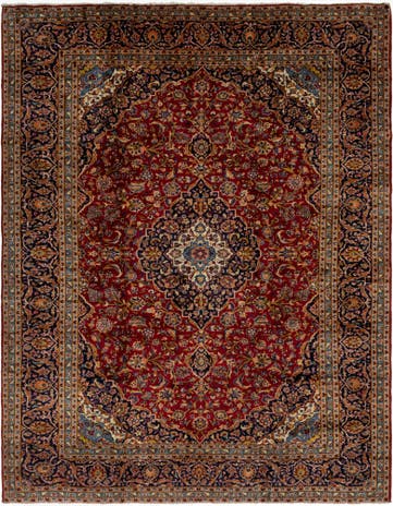 9' 6 x 12' 7 Hand Knotted Kashan Persian Wool Rug