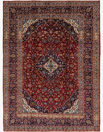 9' 8 x 13' 4 Hand Knotted Kashan Persian Wool Rug