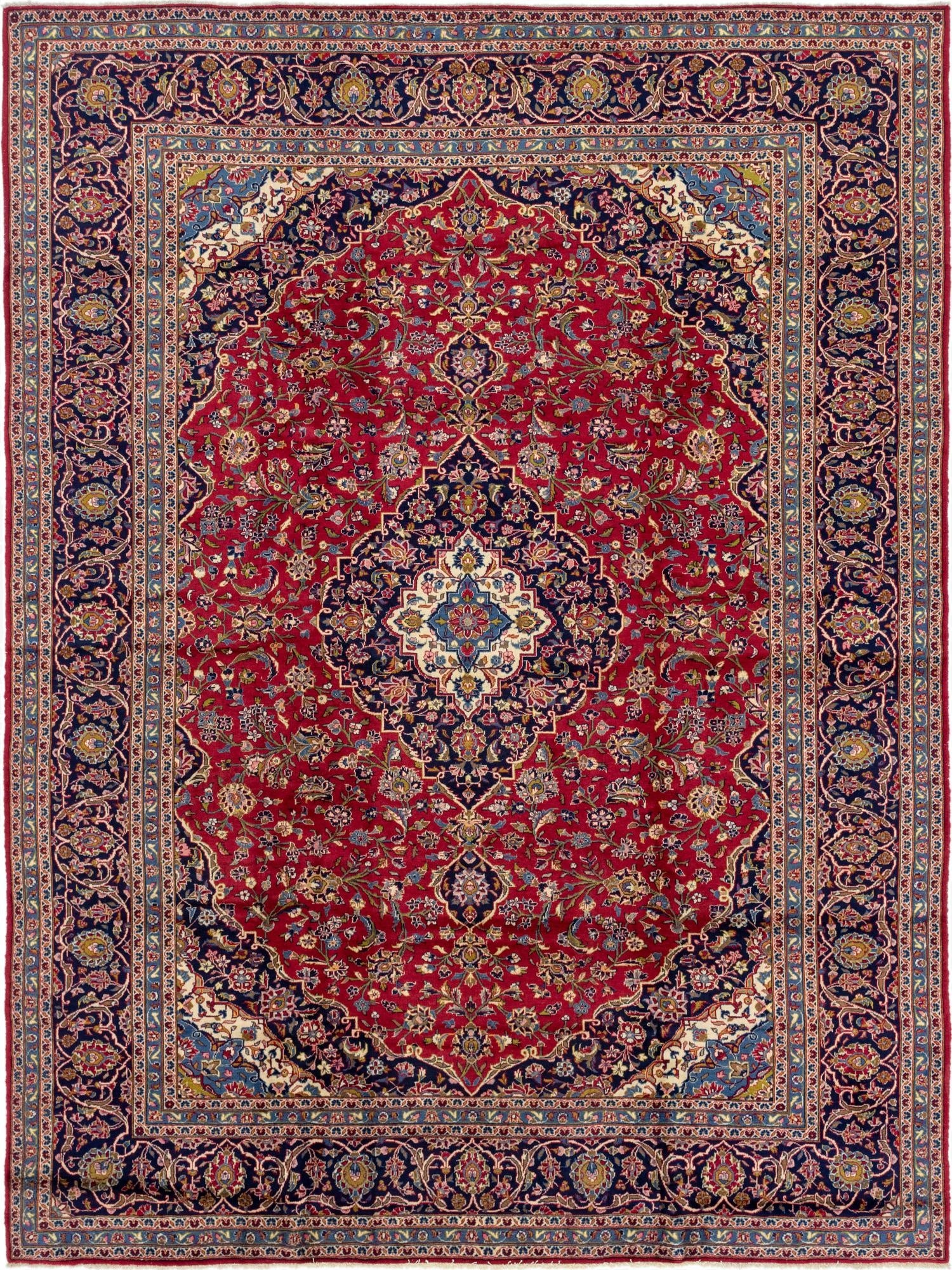 9' 9 x 13'  Hand Knotted Kashan Persian Wool Rug
