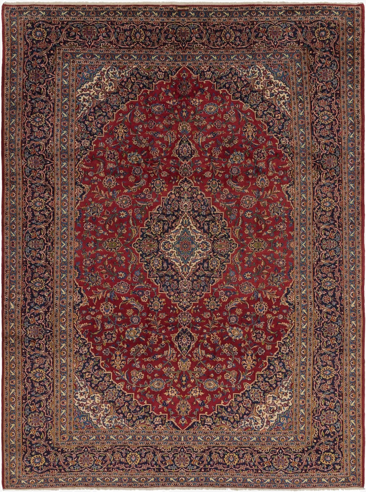 9' 6 x 13'  Hand Knotted Kashan Persian Wool Rug