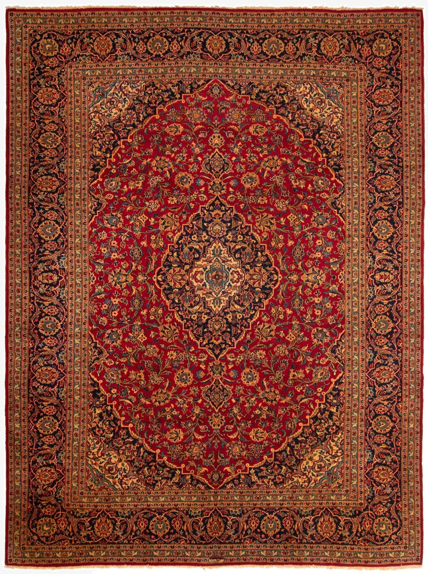 9' 9 x 12' 10  Hand Knotted Kashan Persian Rug
