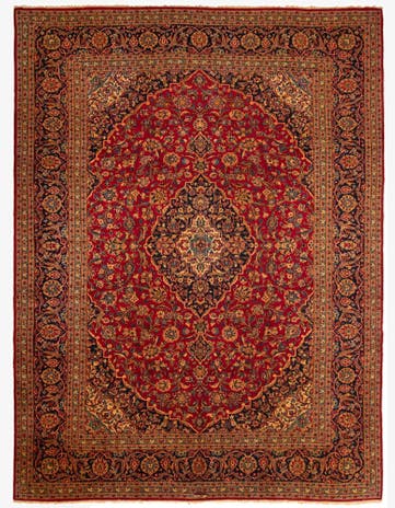 9' 9 x 12' 10 Hand Knotted Kashan Persian Rug