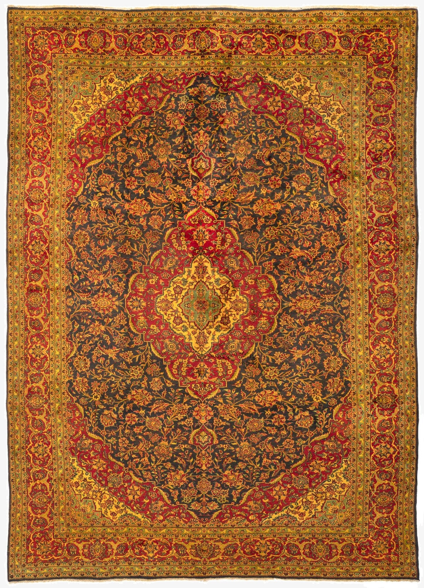 9' 10 x 13' 4  Hand Knotted Kashan Persian Wool Rug