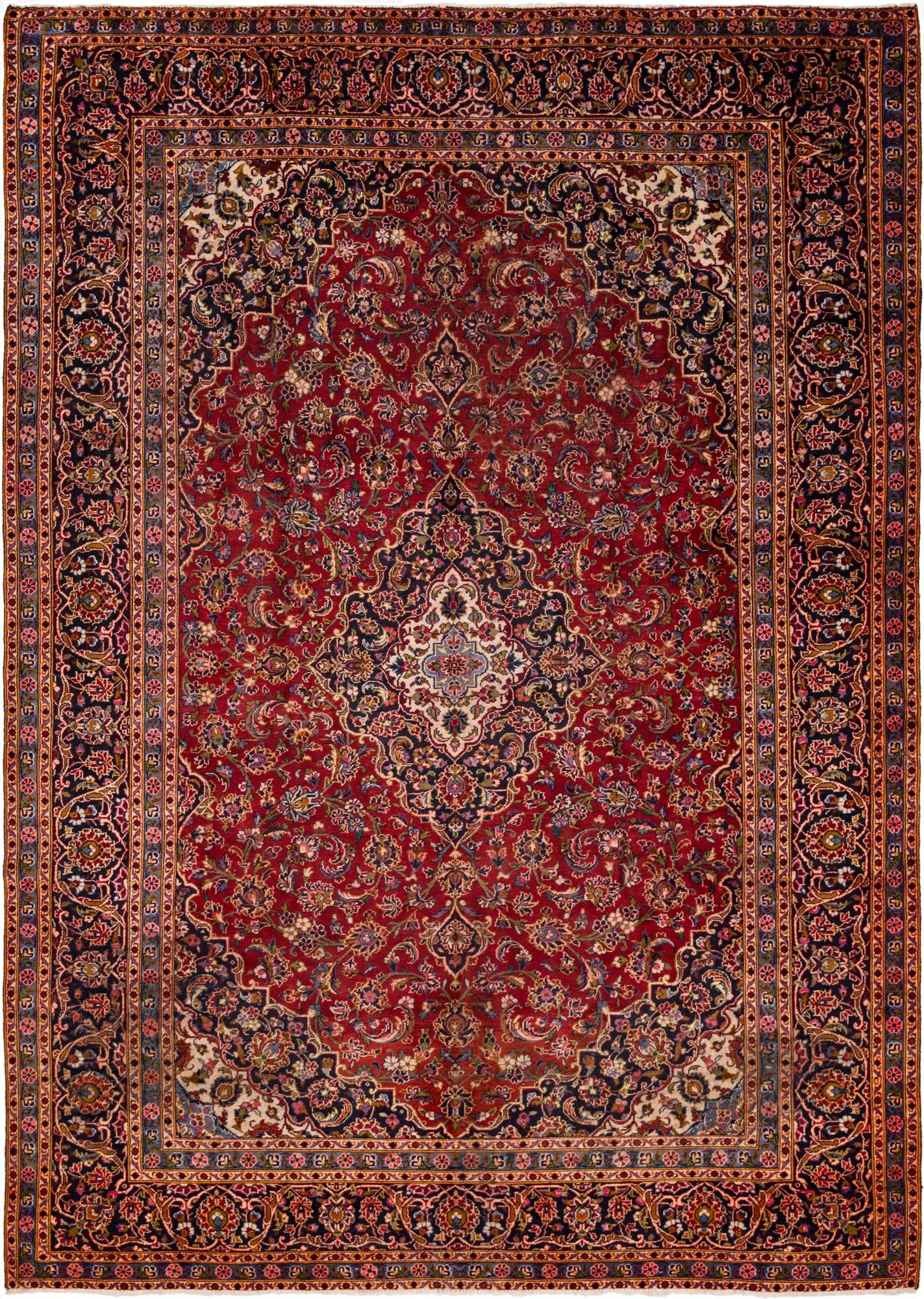 9' 6 x 13' 4  Hand Knotted Kashan Persian Wool Rug