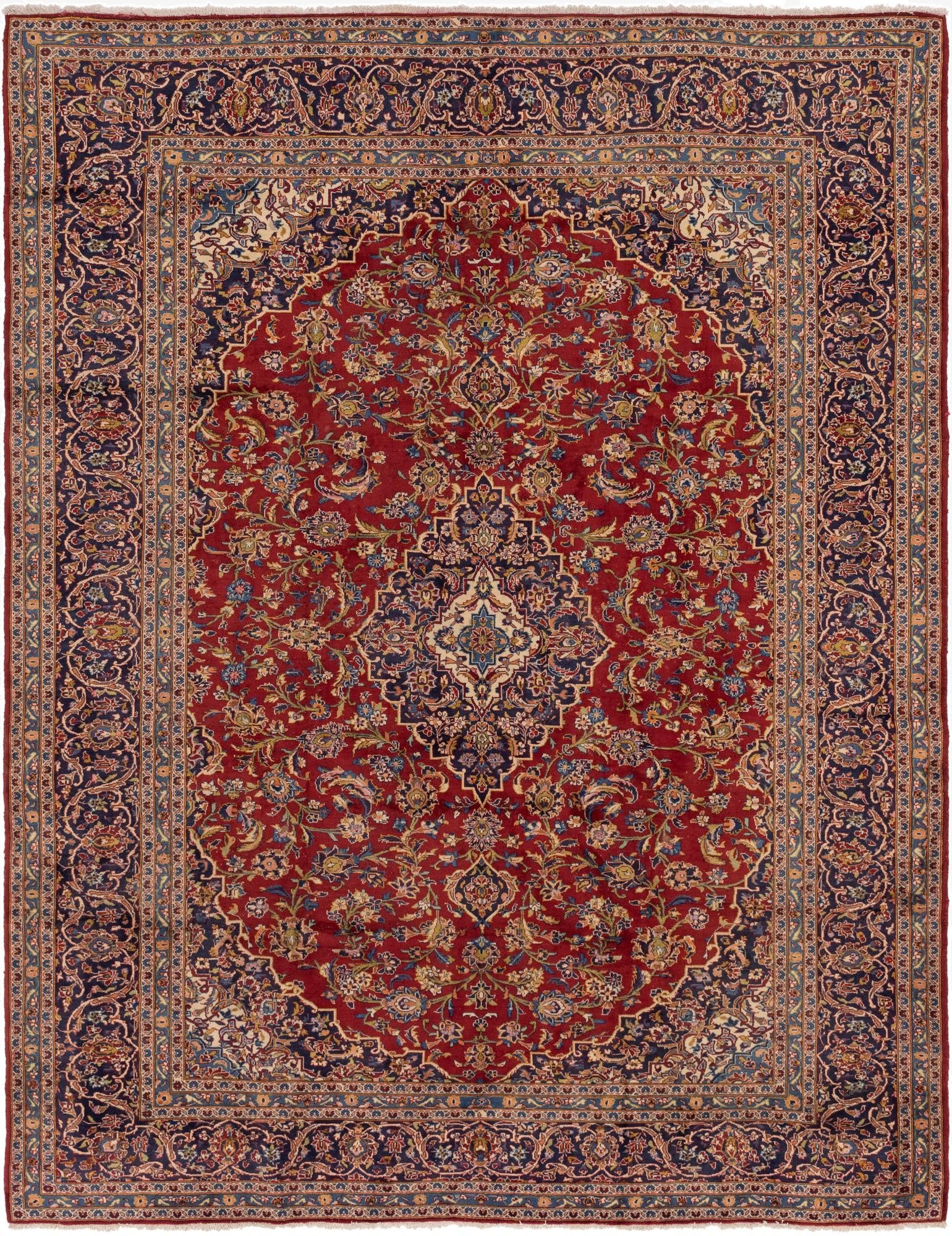 10' x 12' 9  Hand Knotted Kashan Persian Wool Rug