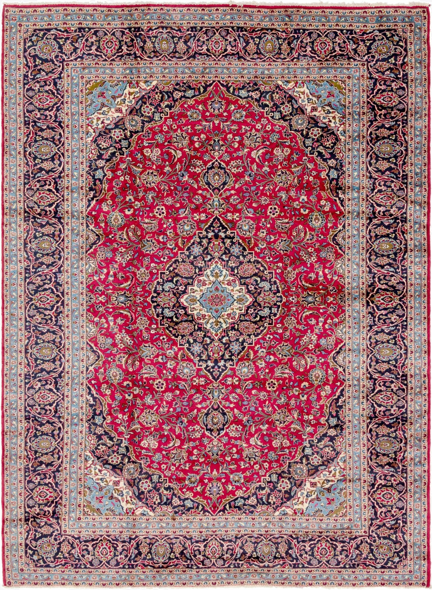 9' 8 x 13'  Hand Knotted Kashan Persian Wool Rug