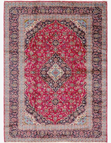 9' 8 x 13' Hand Knotted Kashan Persian Wool Rug