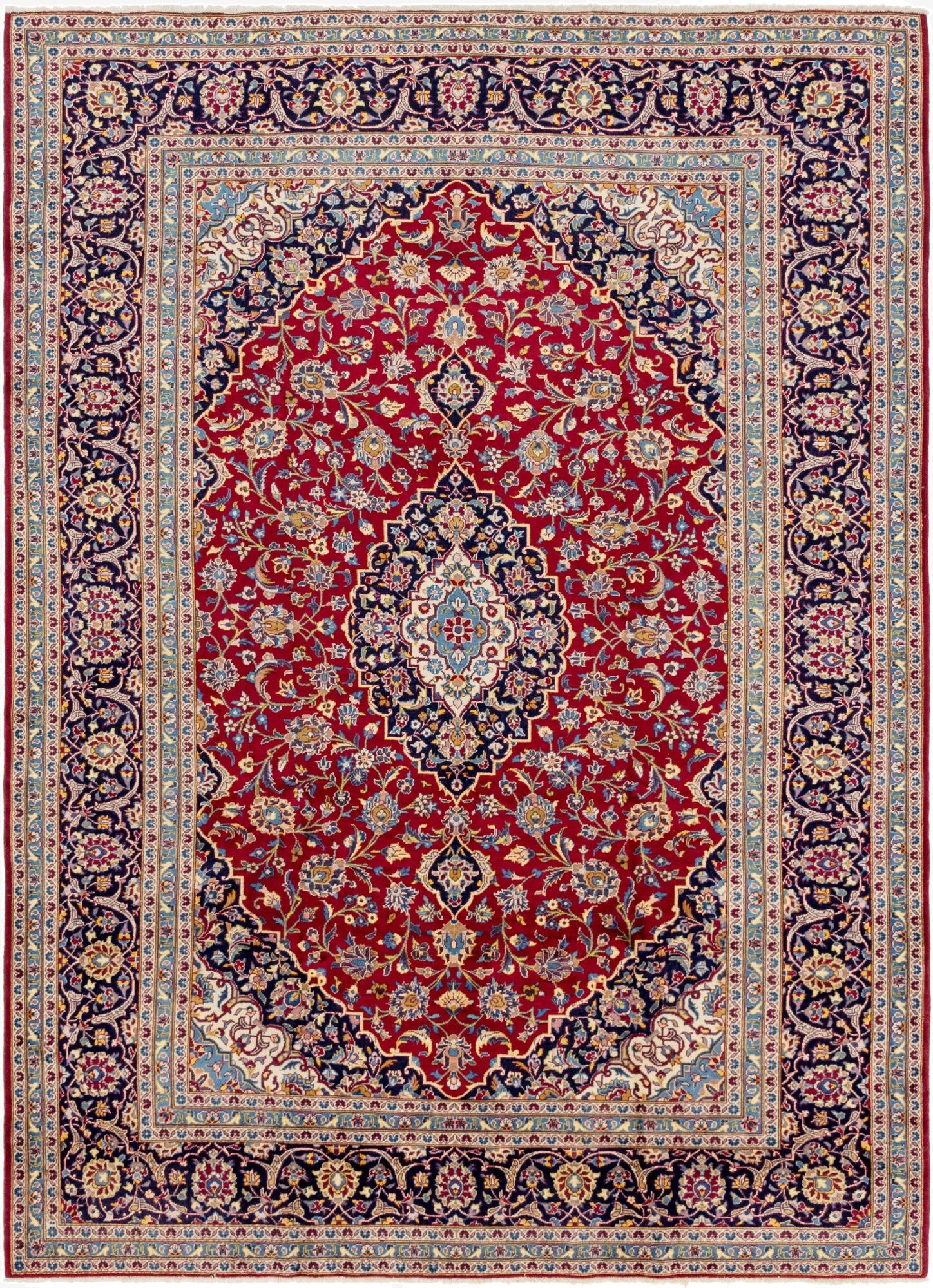 9' 6 x 13' 2  Hand Knotted Kashan Persian Wool Rug