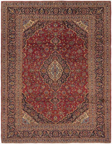 9' 8 x 12' 7 Hand Knotted Kashan Persian Wool Rug