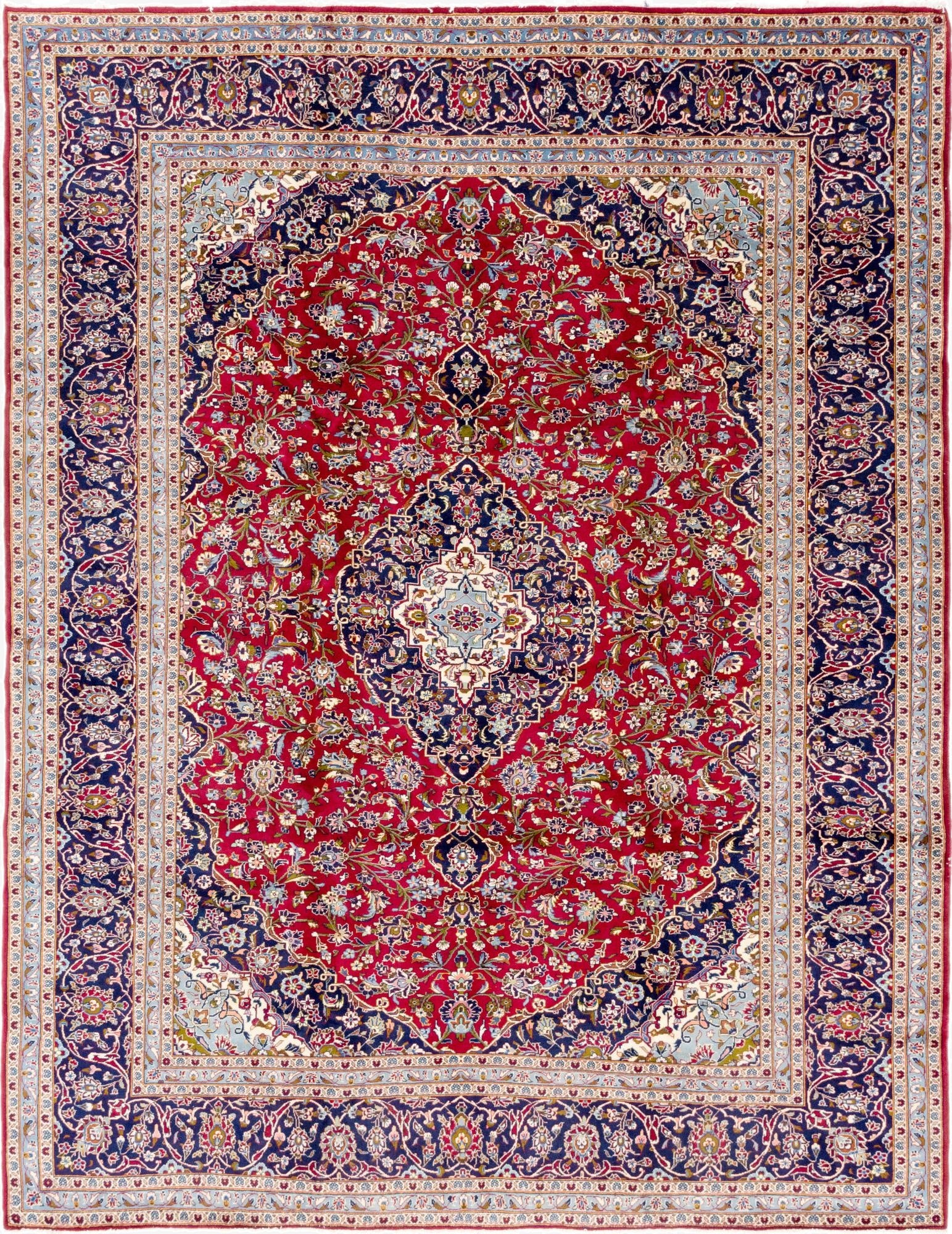 10' x 12' 9  Hand Knotted Kashan Persian Wool Rug