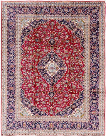 10' x 12' 9 Hand Knotted Kashan Persian Wool Rug