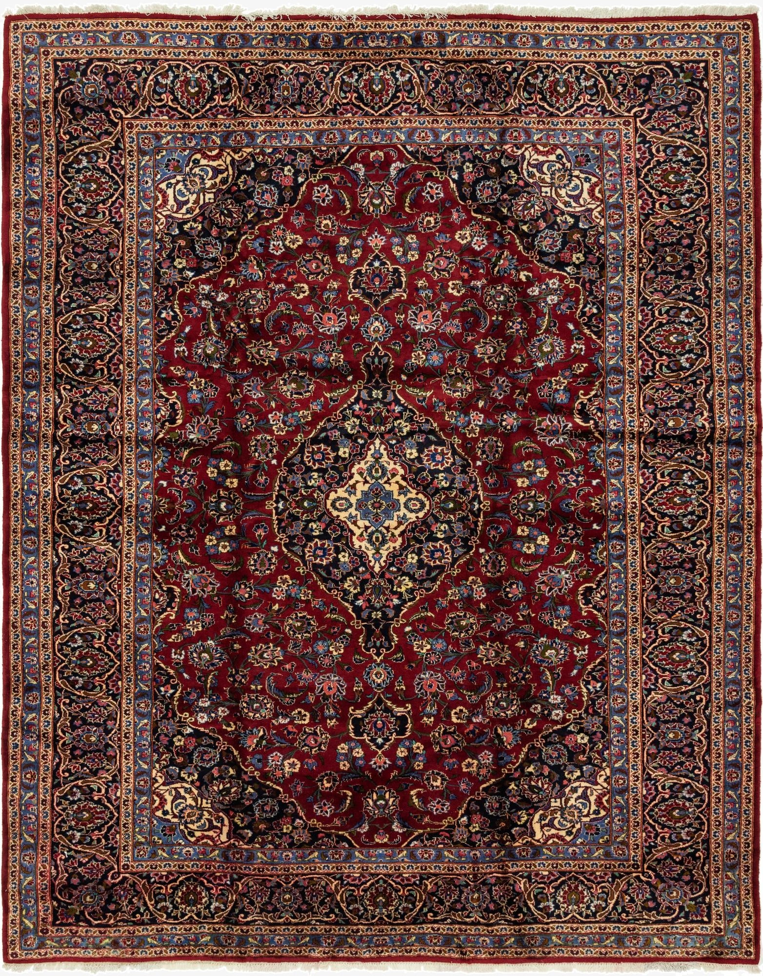 10' x 12' 8  Hand Knotted Kashan Persian Wool Rug