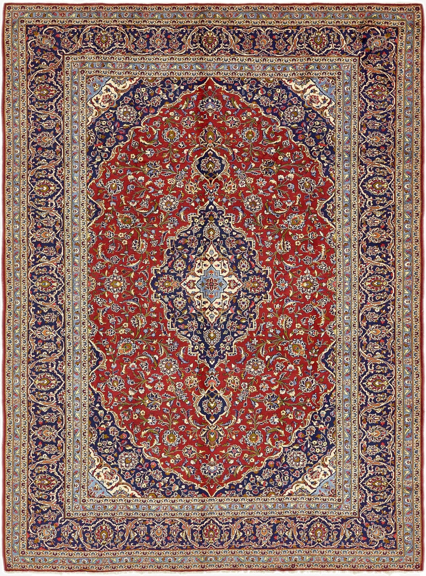 9' 9 x 13' 2  Hand Knotted Kashan Persian Wool Rug