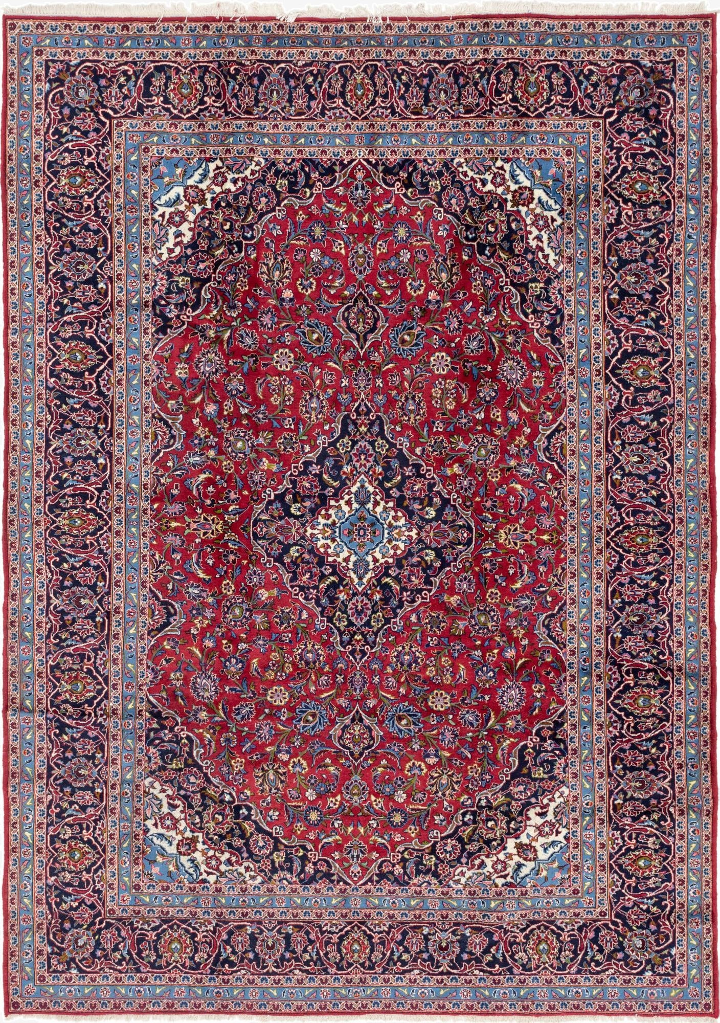 9' 6 x 13'  Hand Knotted Kashan Persian Wool Rug