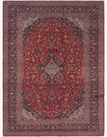 9' 9 x 13' 2 Hand Knotted Kashan Persian Wool Rug