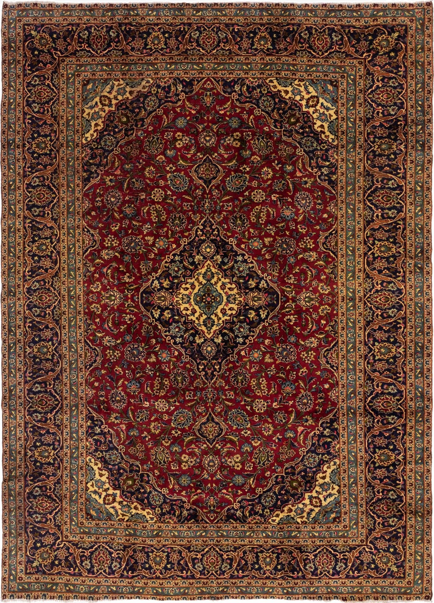 9' 6 x 13'  Hand Knotted Kashan Persian Wool Rug