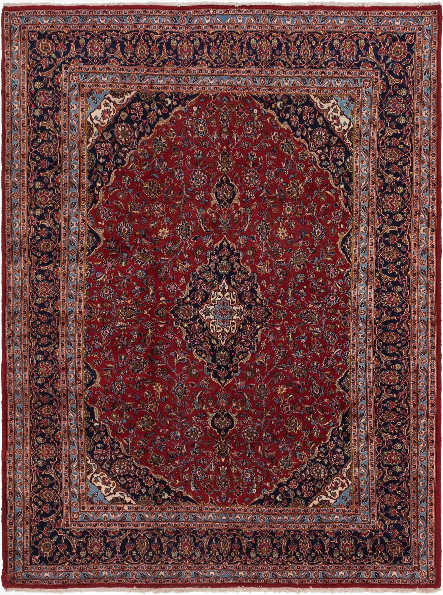9' 10 x 13'  Hand Knotted Kashan Persian Wool Rug